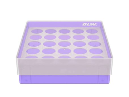 Kryoboxen aus PP, 5x5 Bohrungen 21,6 mm